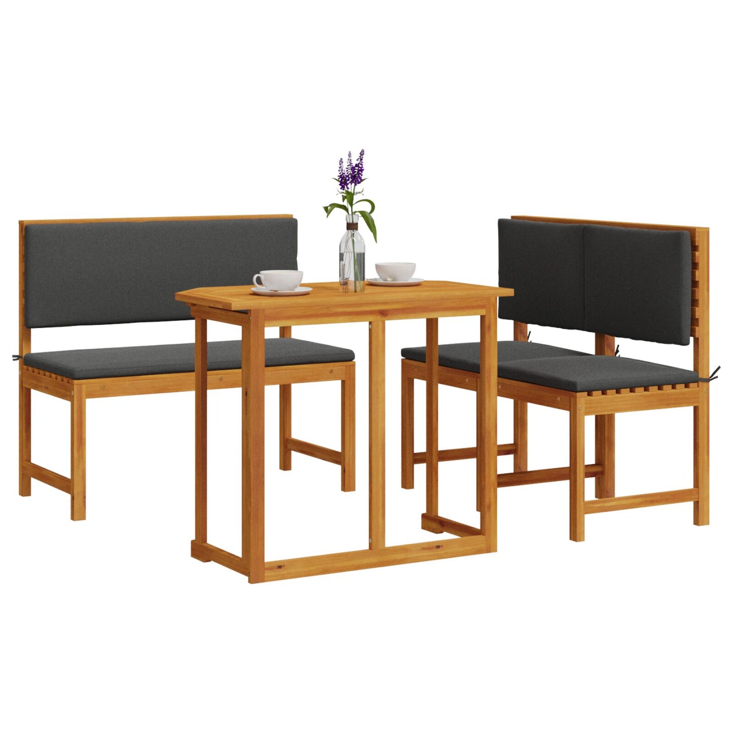 vidaXL 4-teiliges Garten-Esszimmer-Set mit Kissen aus massivem Akazienholz
