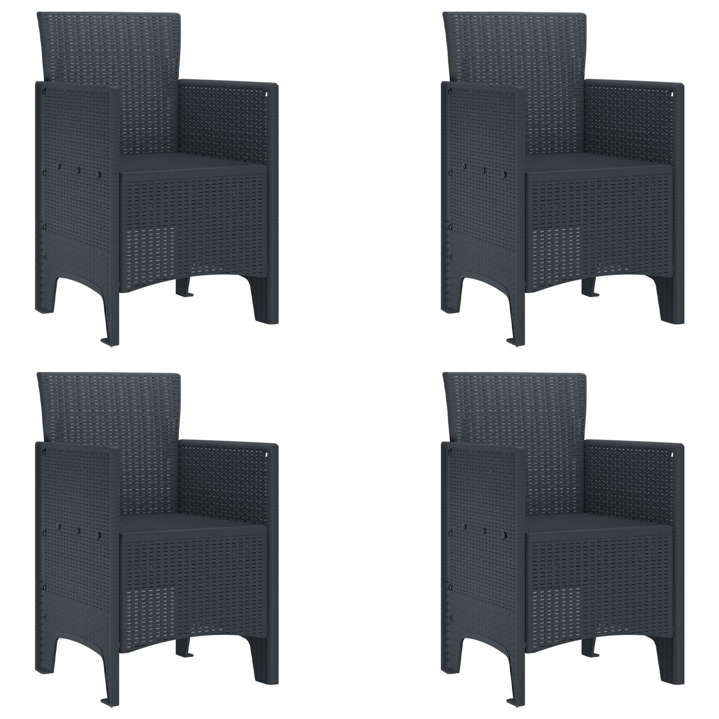 vidaXL 5-teilige Garten Essgarnitur Anthrazit Poly Rattan