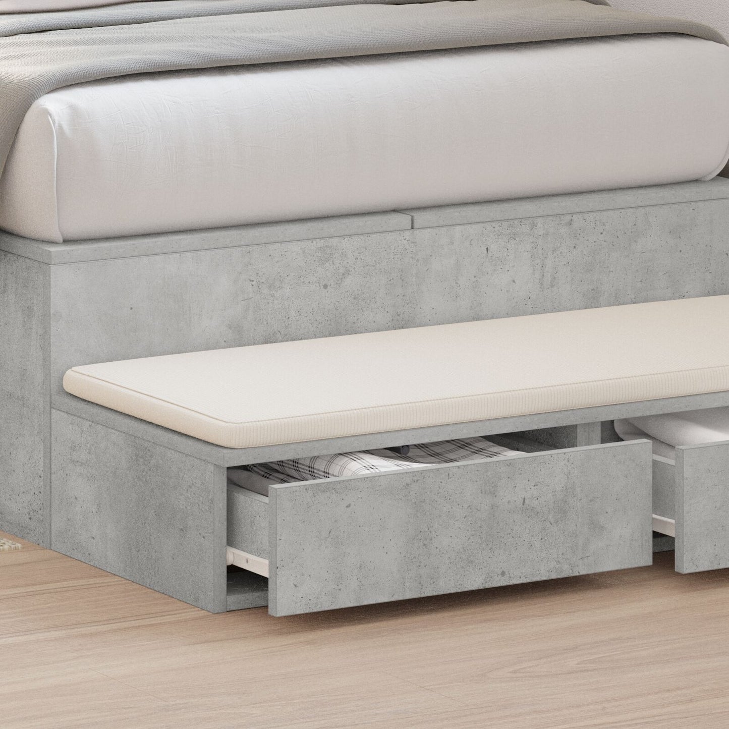 vidaXL Bettbeistellschränke Beton Grau 80x36,5x16,5 cm Spanplatte