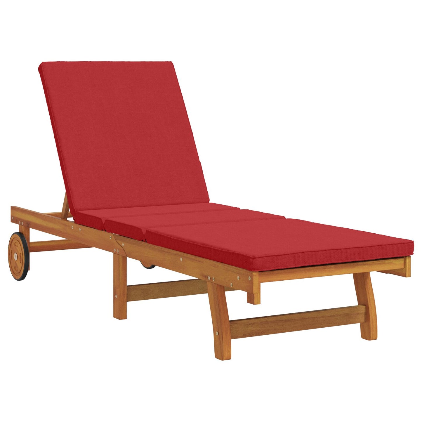 vidaXL Sonnenliege mit Rädern und Kissen in Rot aus Massivholz
