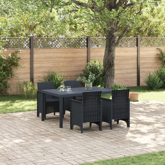 vidaXL 5-teilige Garten Essgarnitur Anthrazit Poly Rattan