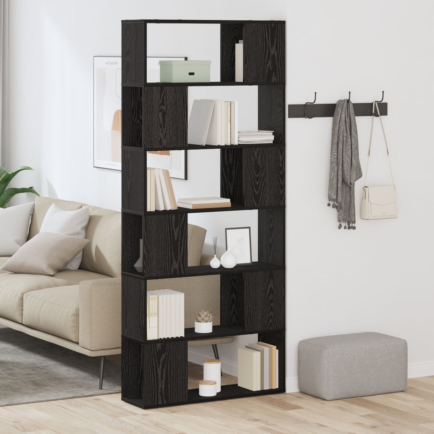 vidaXL Bücherregal Schwarz Eiche 80x24x186 cm Holzwerkstoff