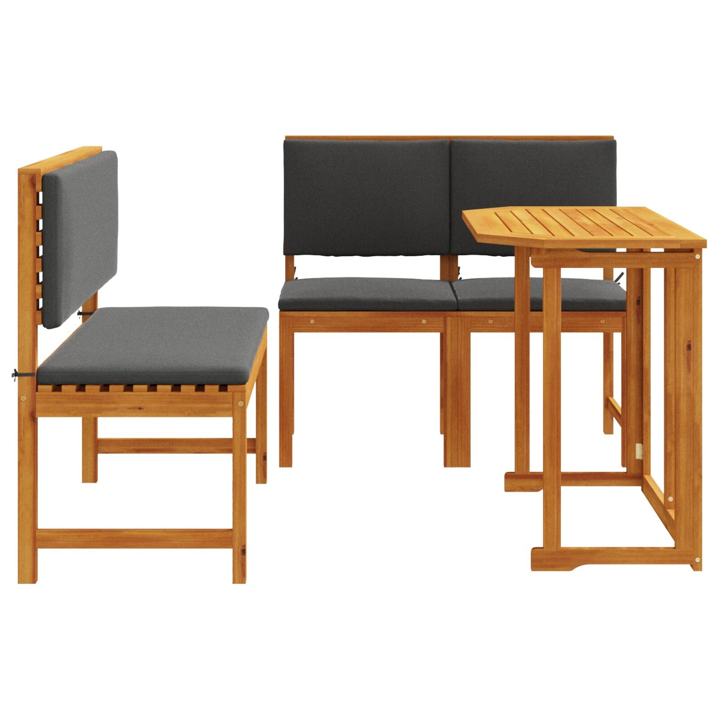 vidaXL 4-teiliges Garten-Esszimmer-Set mit Kissen aus massivem Akazienholz