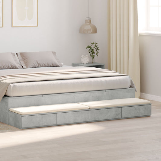 vidaXL Bett-Schubladen Betongrau 200x36,5x16,5 cm Ingenieurholz