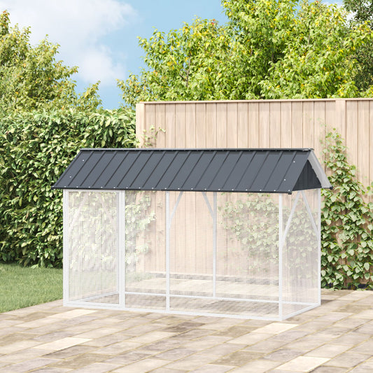 vidaXL Vogelvoliere Anthrazit 112x227x141 cm Stahl