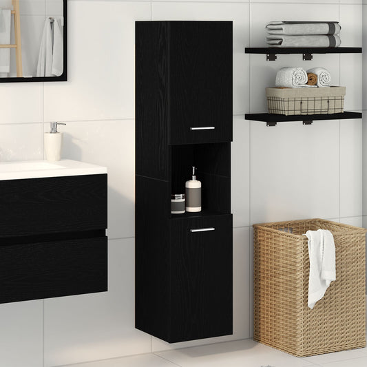 vidaXL Badezimmer Wandschrank Schwarz Eiche 30x30x130 cm aus Ingenieurholz
