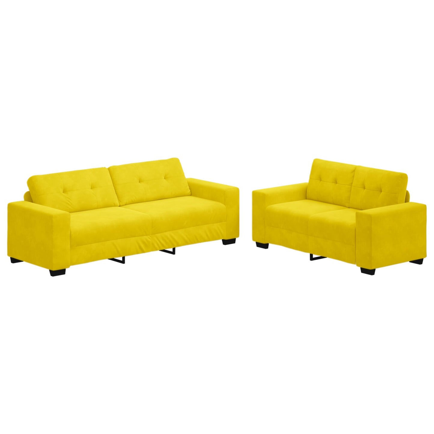 vidaXL 2-teilige Sofaset mit Kissen in Gelb Velvet