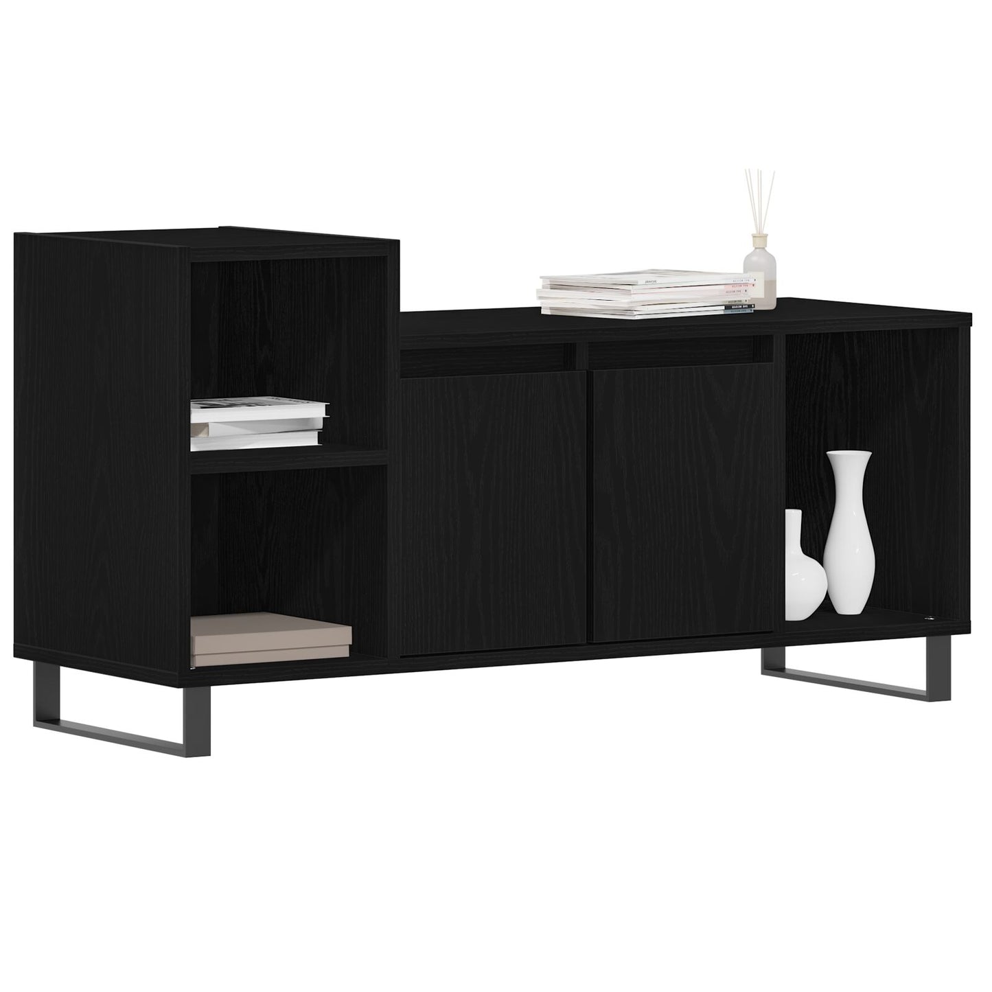 vidaXL TV-Bank Schwarz Eiche 100x35x55 cm Werkstoff