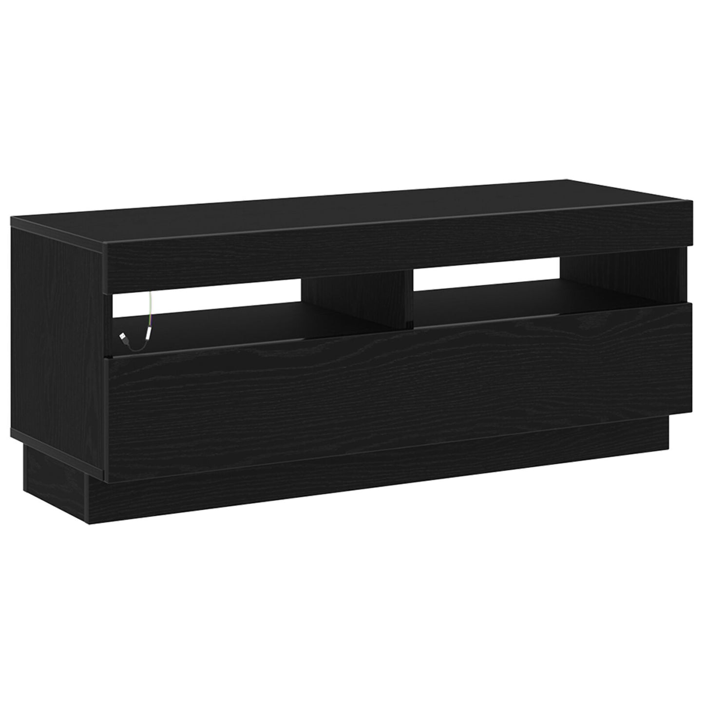 vidaXL TV-Schrank mit LED-Lichtern in Schwarz und Eiche, 300x35x40 cm, Holzwerkstoff