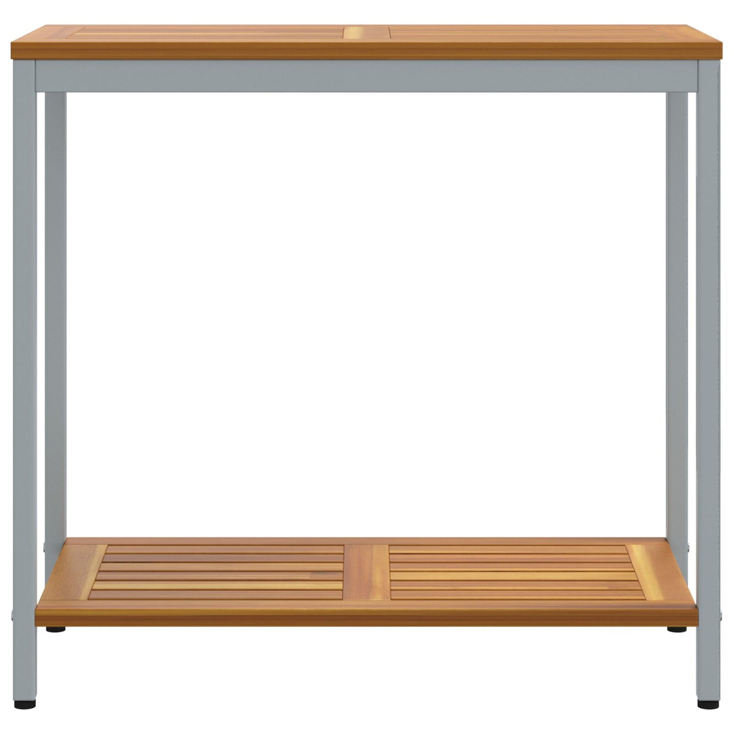 vidaXL Gartentisch Natur & Grau 35x80x75 cm Massivholz und Stahl
