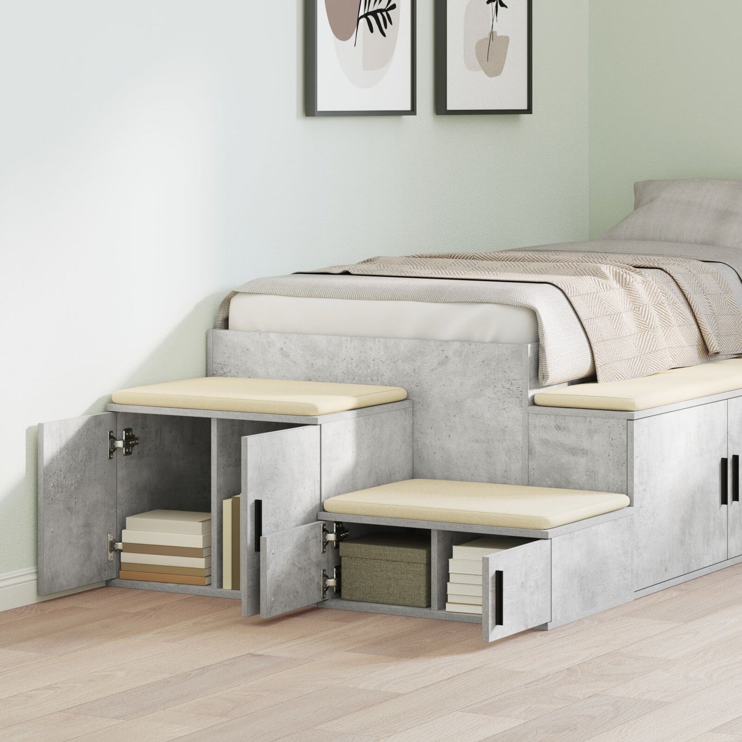 vidaXL Aufbewahrungsschrank Beton Grau 118x41x40 cm Engineered Wood