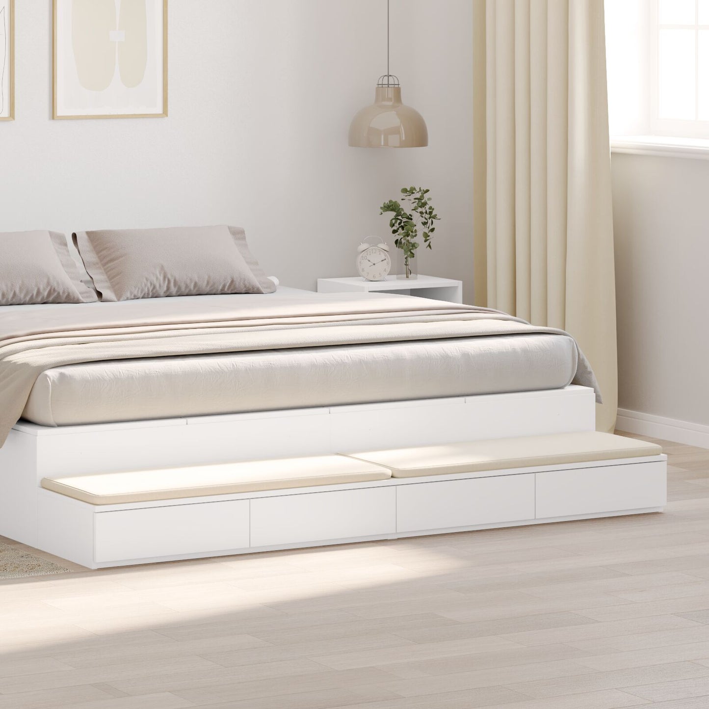 vidaXL Bett-Schubladen Weiß 200x36,5x16,5 cm Spanplatte