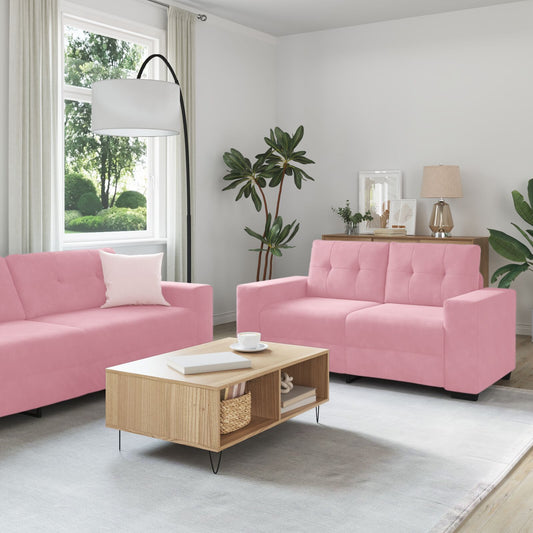 vidaXL 2-teilige Sofagarnitur mit Kissen in Rosa Samt