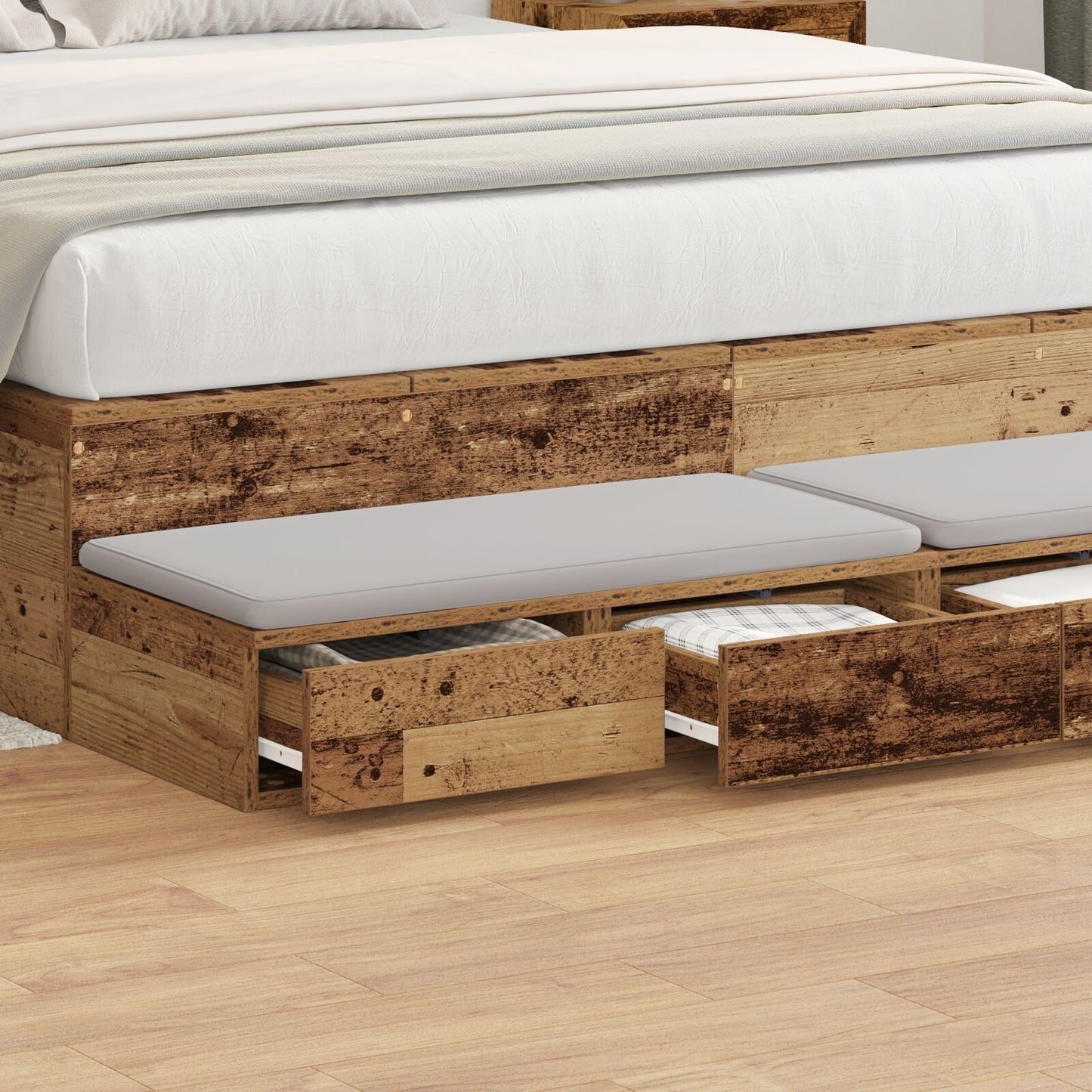 vidaXL Bettauflagen Alte Holz 135x36,5x16,5 cm Engineered Wood