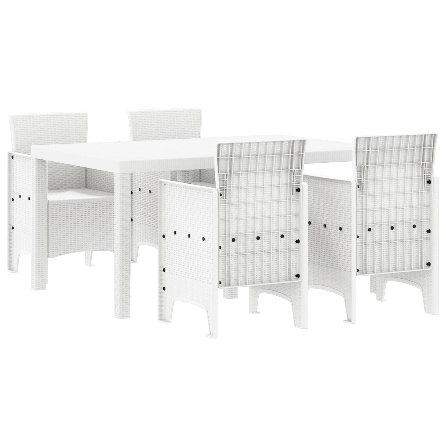 vidaXL 5-teiliges Garten Essset Weiß Poly-Rattan