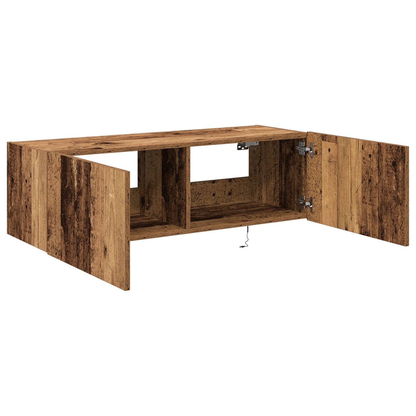 vidaXL TV-Wandregal mit LED-Lichtern Alte Holz 100x35x31 cm