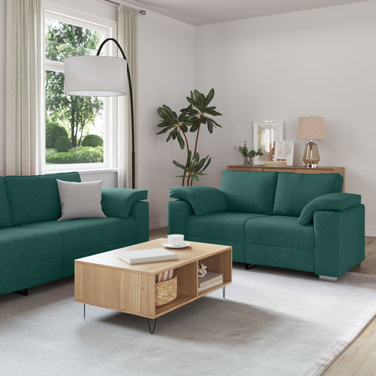 vidaXL 2-teiliges Sofaset mit Kissen Dunkelgrüner Stoff
