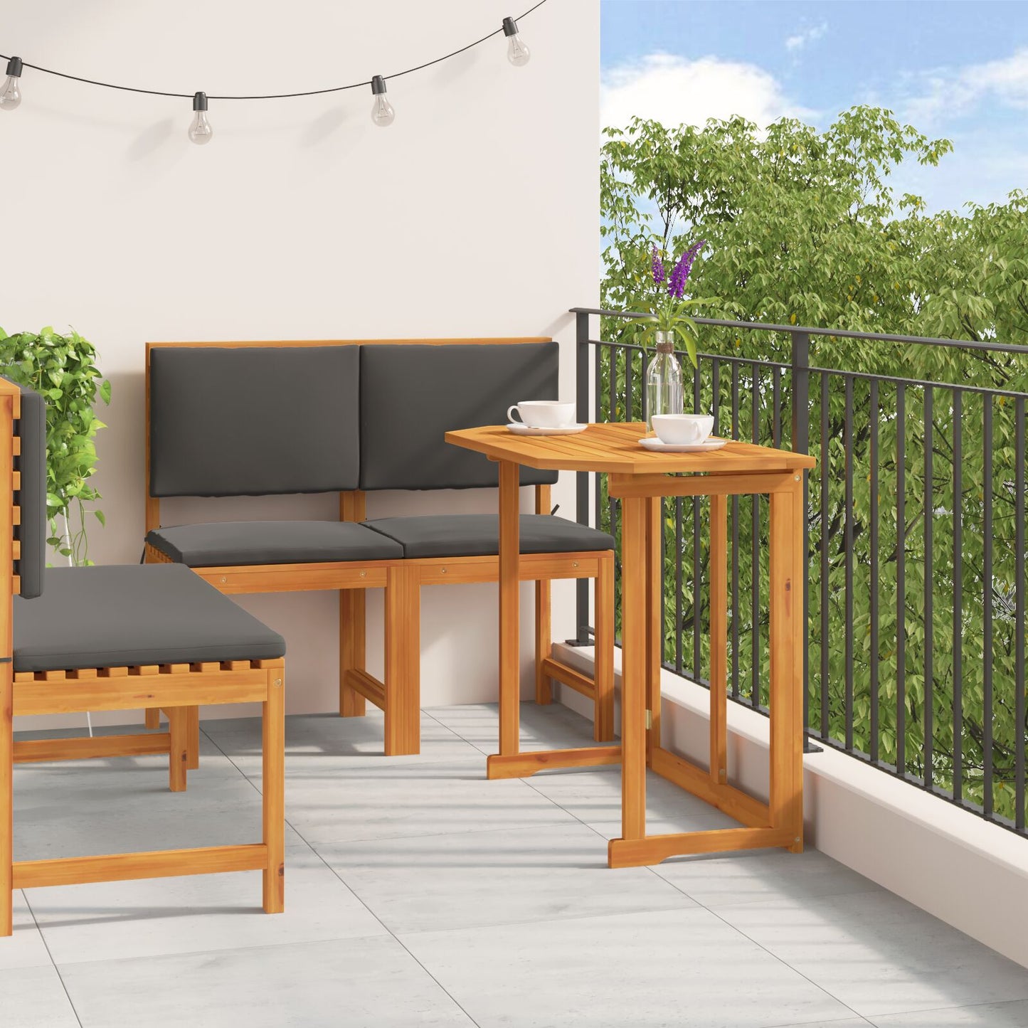 vidaXL 4-teiliges Garten-Esszimmer-Set mit Kissen aus massivem Akazienholz