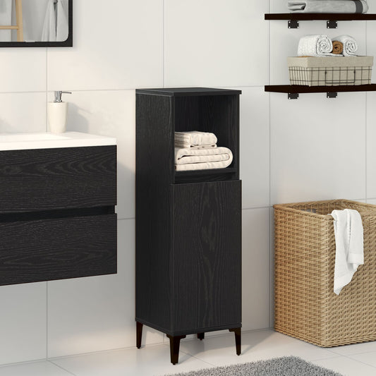 vidaXL Badezimmer Schrank Schwarz Eiche 30x30x100 cm Holzwerkstoff