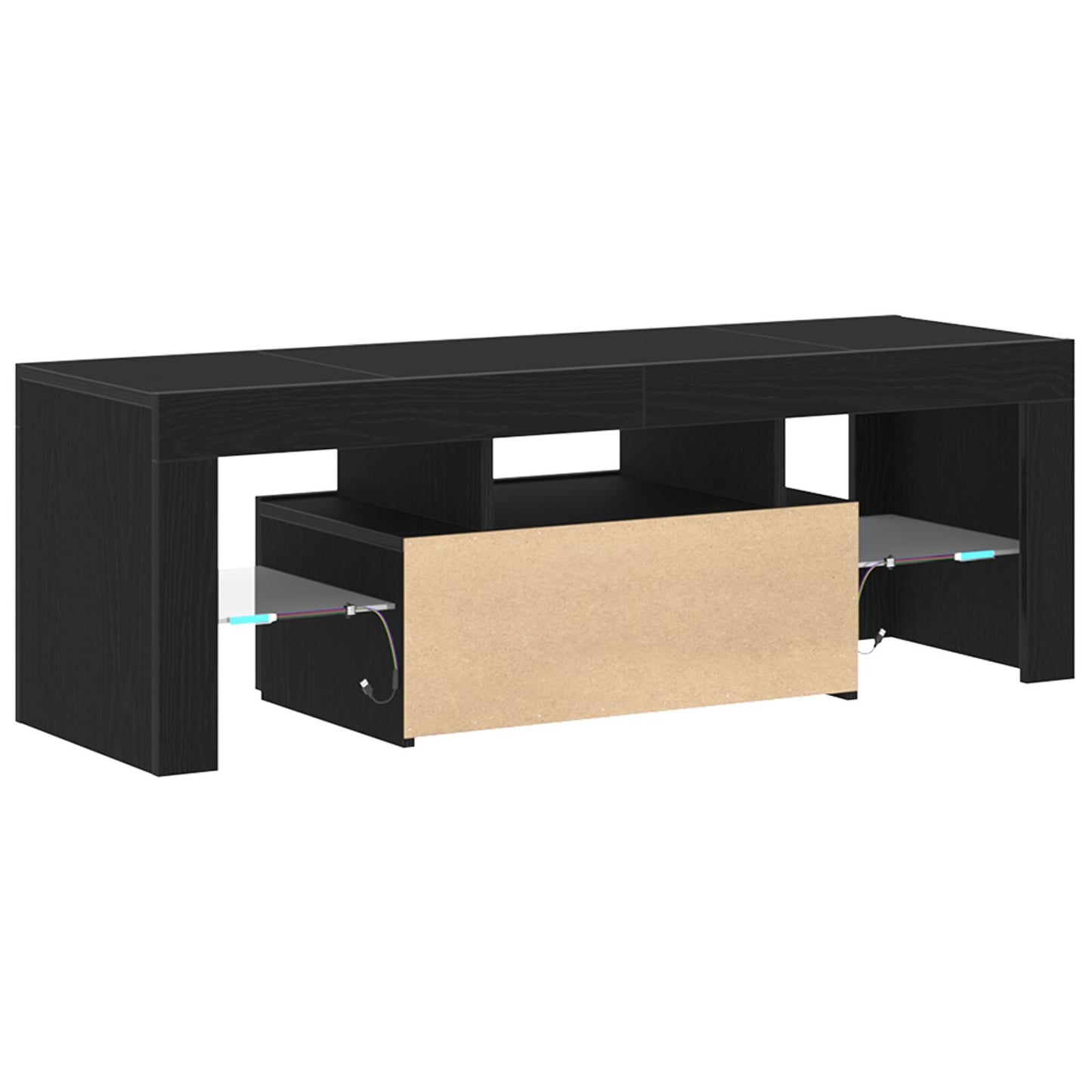 vidaXL TV-Schrank mit LED-Lichtern, schwarz, Eiche, 120x35x40 cm