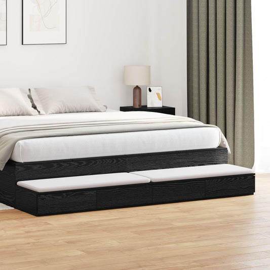 vidaXL Bett Schubladen schwarz 180x36,5x16,5 cm aus Holzwerkstoff