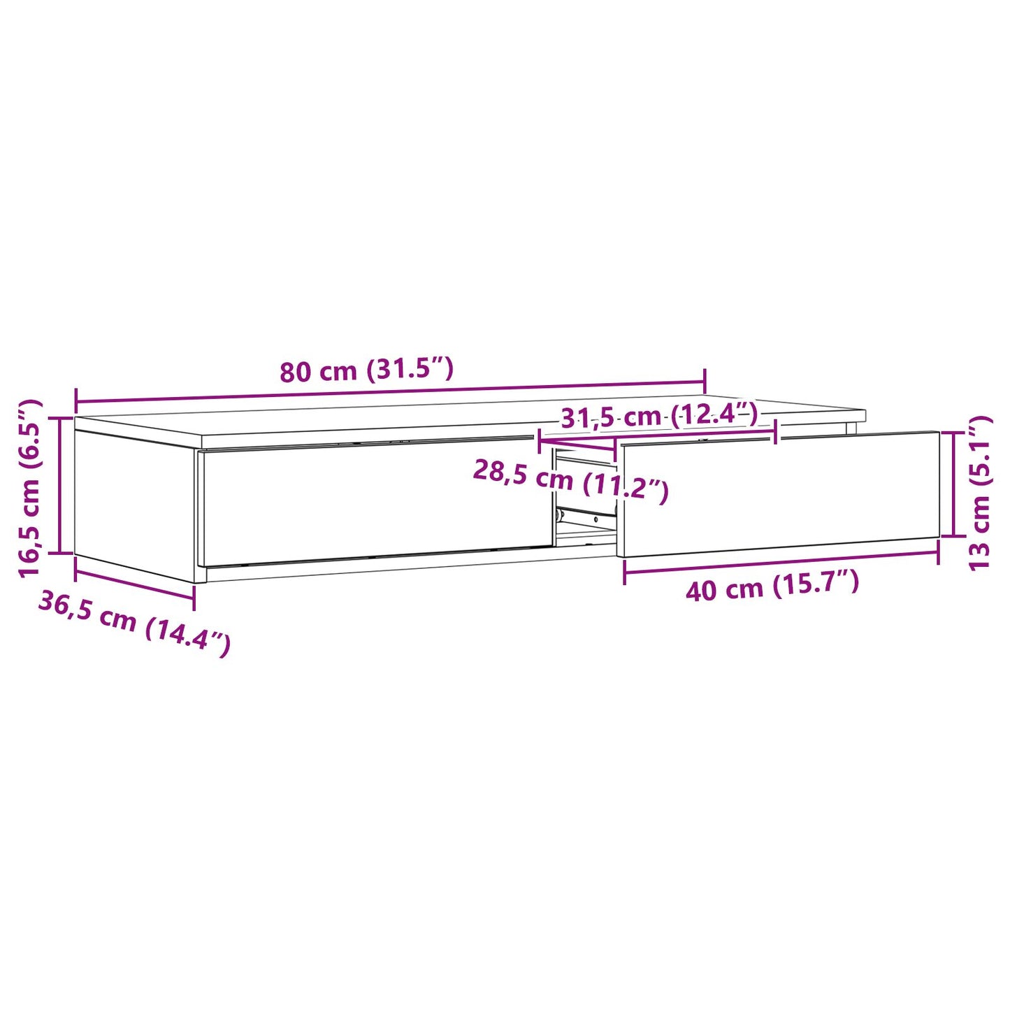 vidaXL Bett-Schubladen Sonoma Eiche 80x36,5x16,5 cm Holzwerkstoff