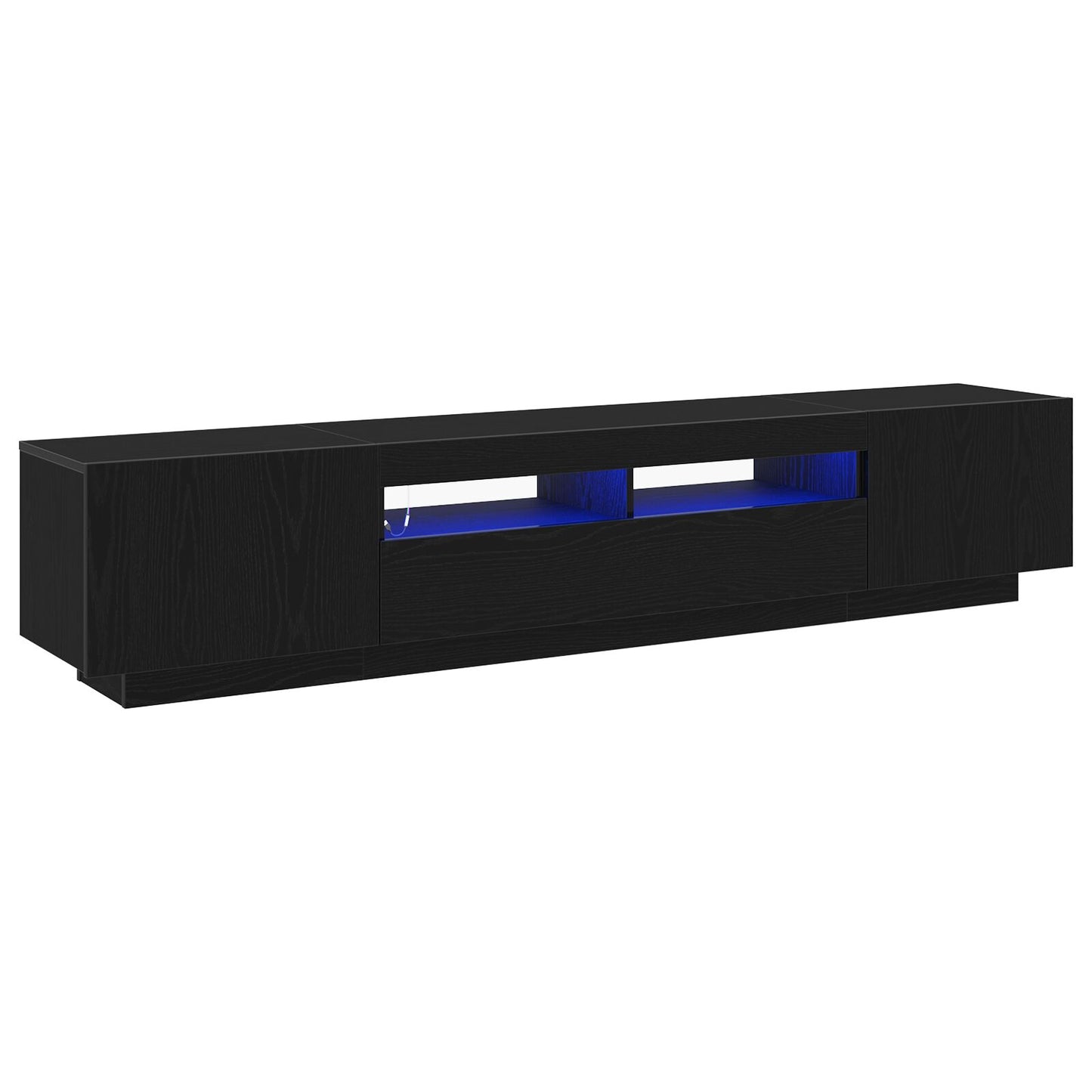 vidaXL TV-Schrank mit LED-Licht in Schwarz und Eiche 200x35x40 cm aus Holzwerkstoff
