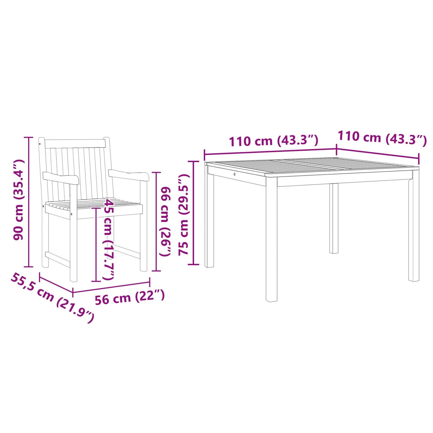 vidaXL 3-teiliges Garten-Esszimmer-Set aus massivem Akazienholz