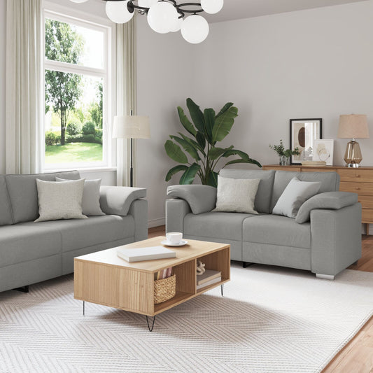 vidaXL 2-teiliges Sofa-Set mit Kissen aus wolkengrauem Stoff