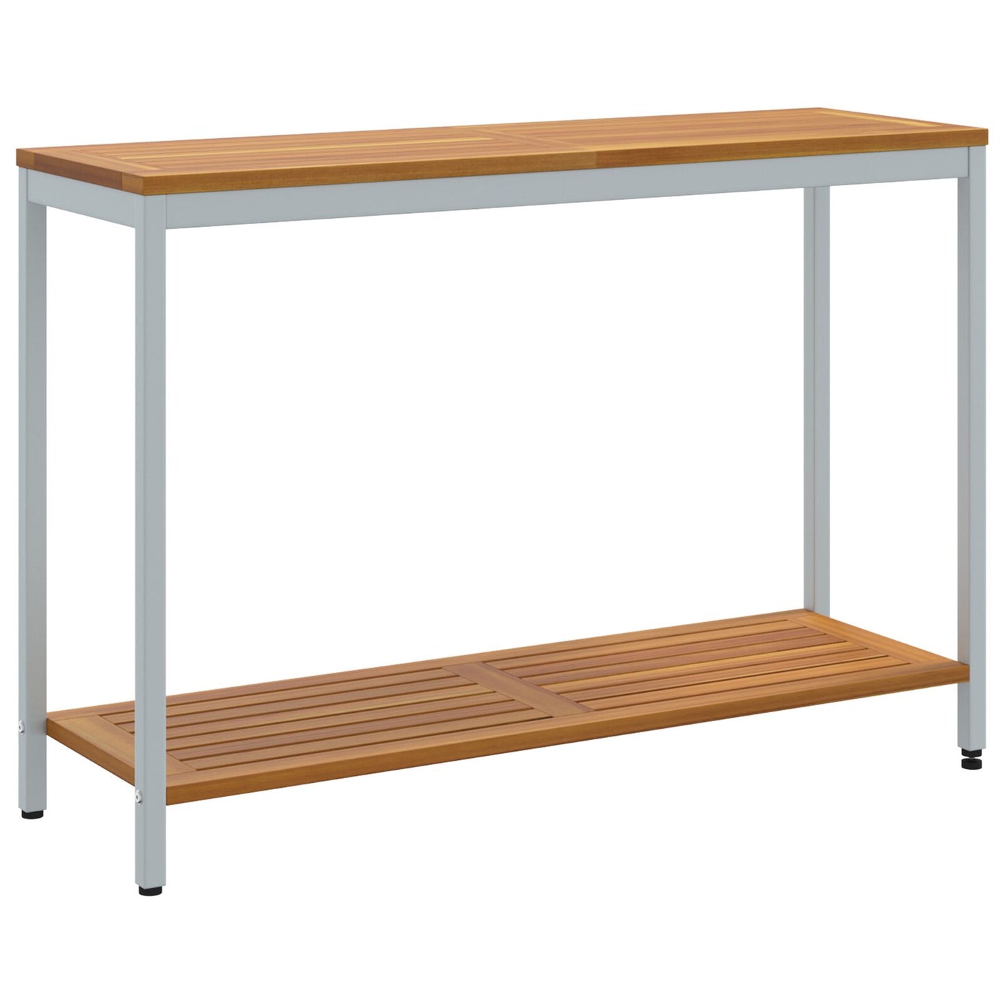 vidaXL Gartentisch Natur & Grau 35x110x75 cm aus Massivholz und Stahl