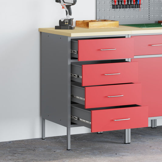 vidaXL Werkstattschrank Rot 50x55x85 cm Stahl
