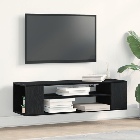 vidaXL Wand-TV-Schrank Schwarz Eiche 100x30x26,5 cm Holzwerkstoff
