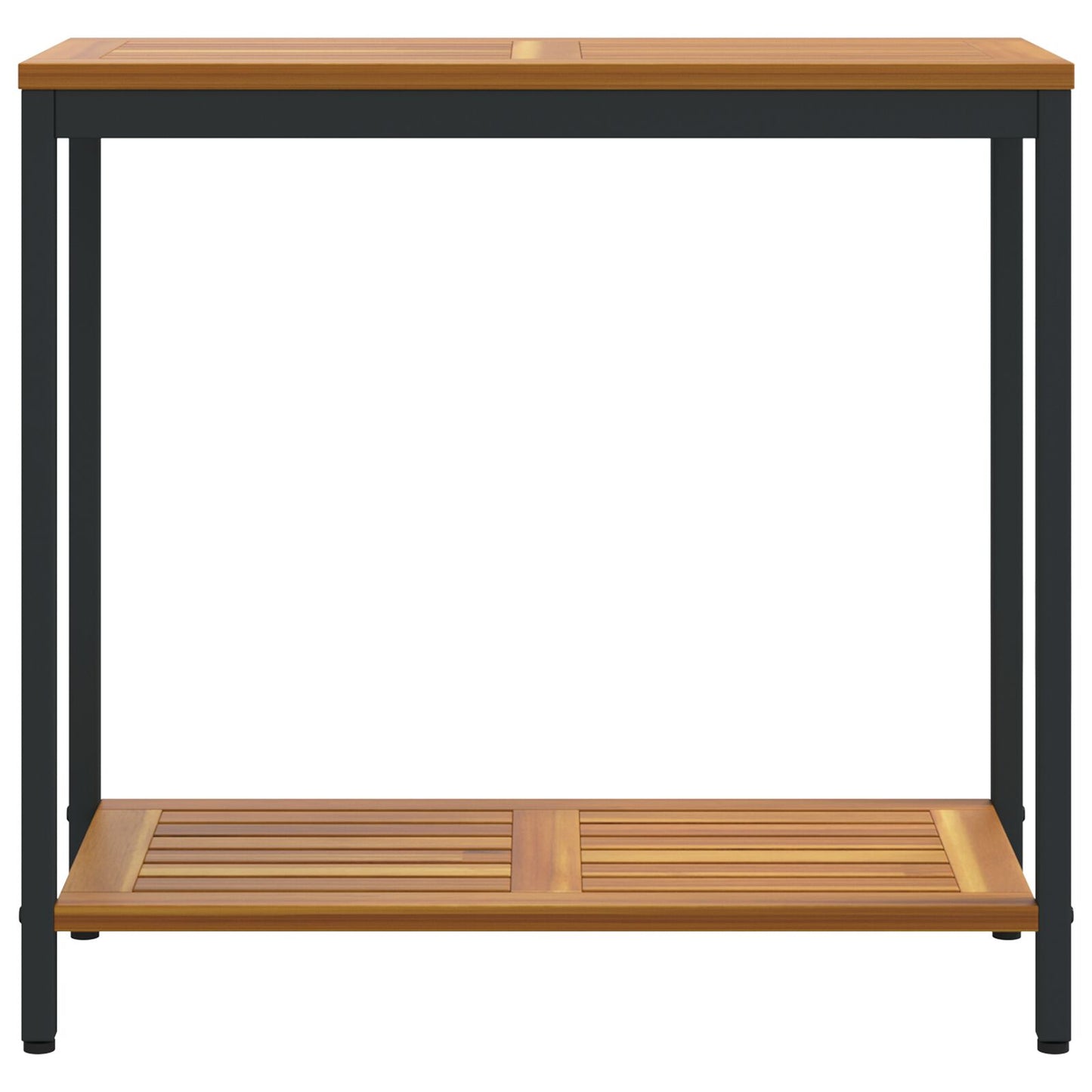 vidaXL Outdoor Tisch Natur & Schwarz 35x80x75 cm Massivholz und Stahl