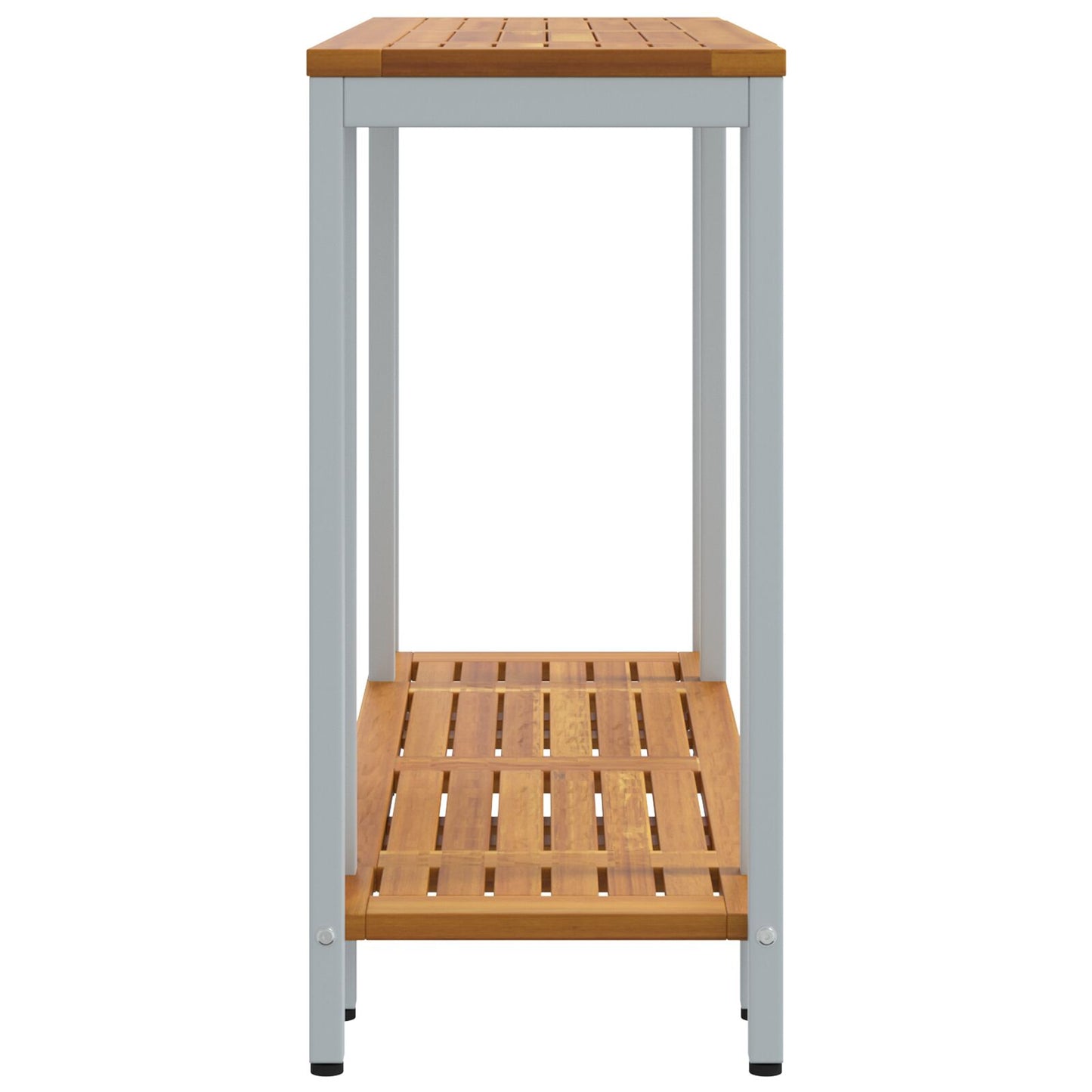 vidaXL Gartentisch Natur & Grau 35x110x75 cm aus Massivholz und Stahl