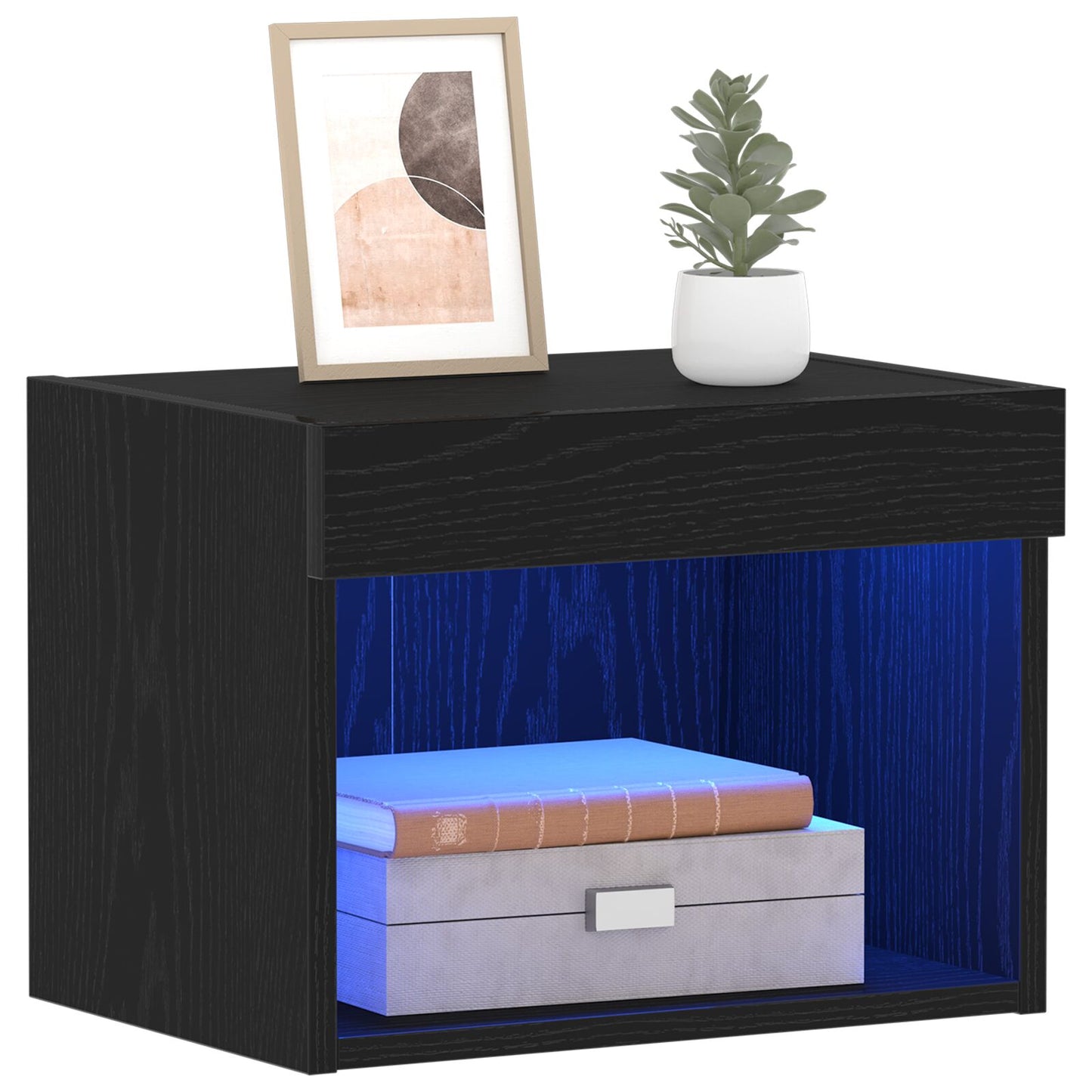 vidaXL Wandschränke mit LED-Lichtern 2 Stück Schwarz Eiche 40x30x30 cm