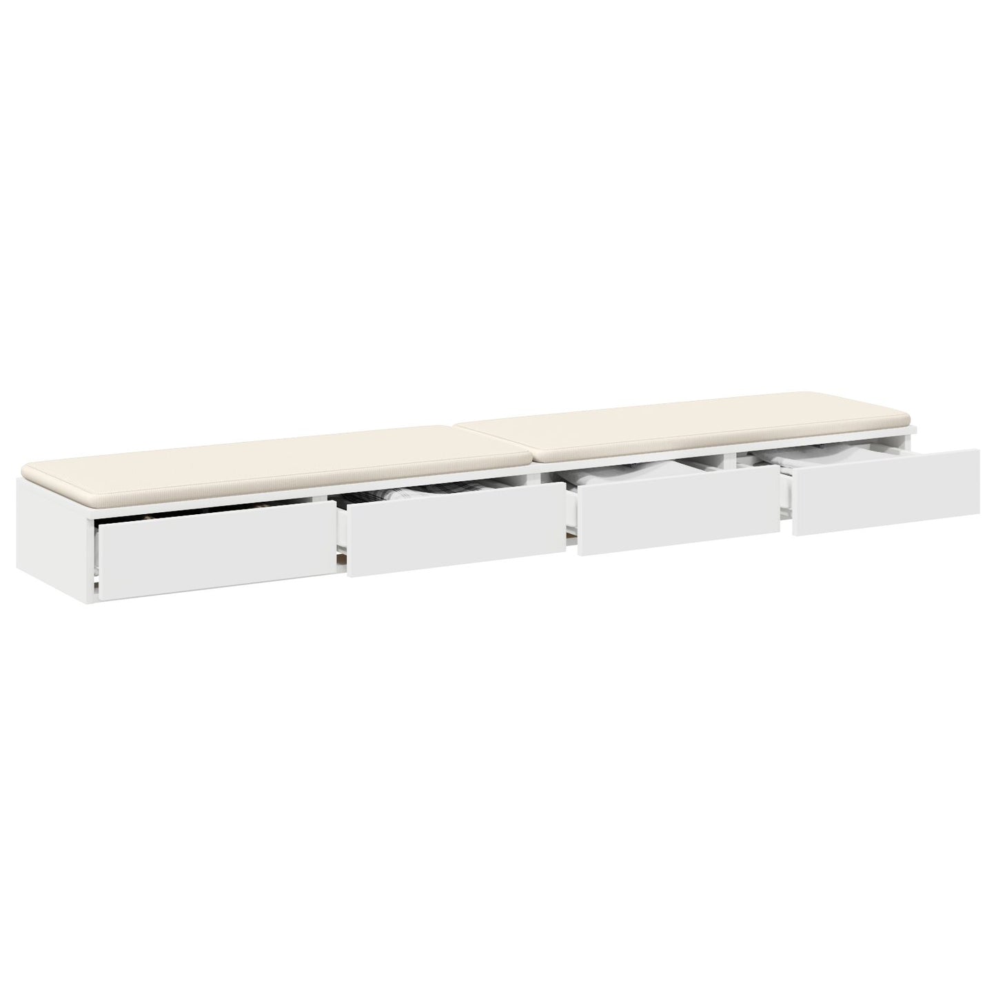 vidaXL Bett-Schubladen Weiß 180x36,5x16,5 cm aus Holzwerkstoff