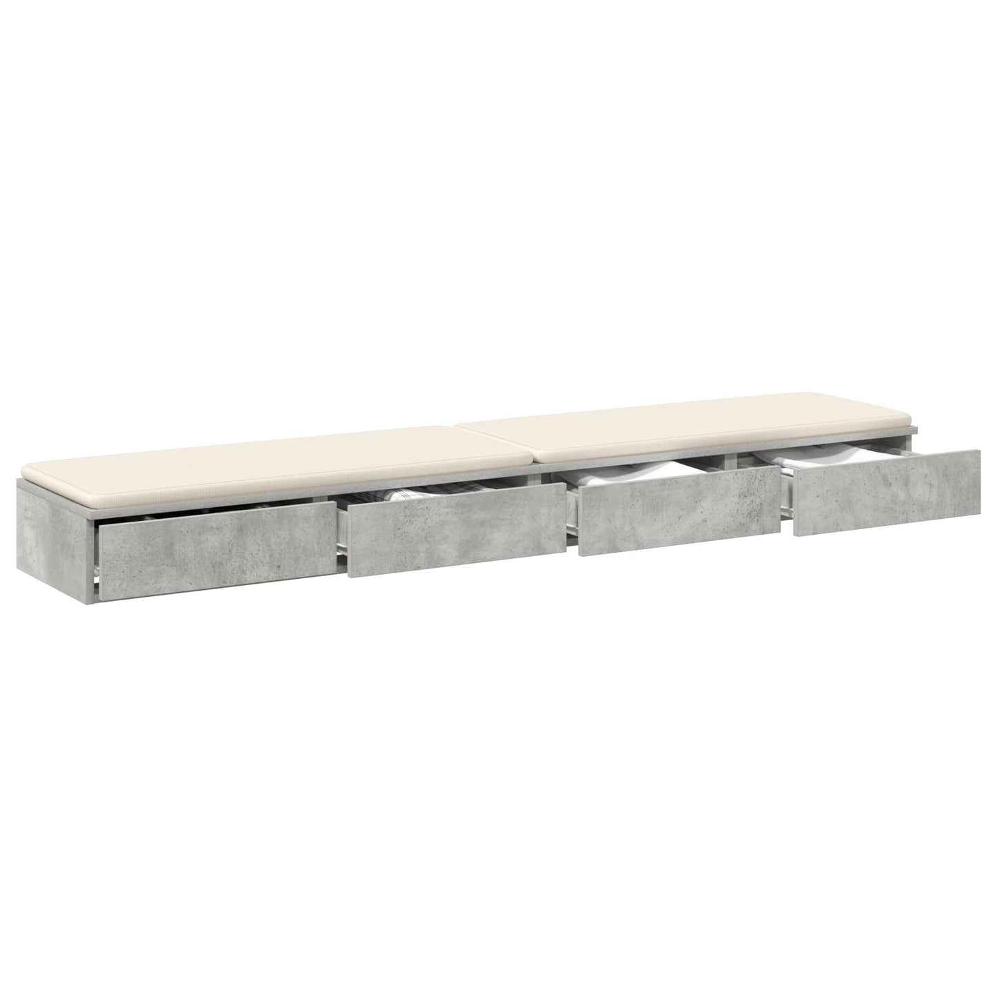 vidaXL Bett-Schubladen Betongrau 200x36,5x16,5 cm Ingenieurholz
