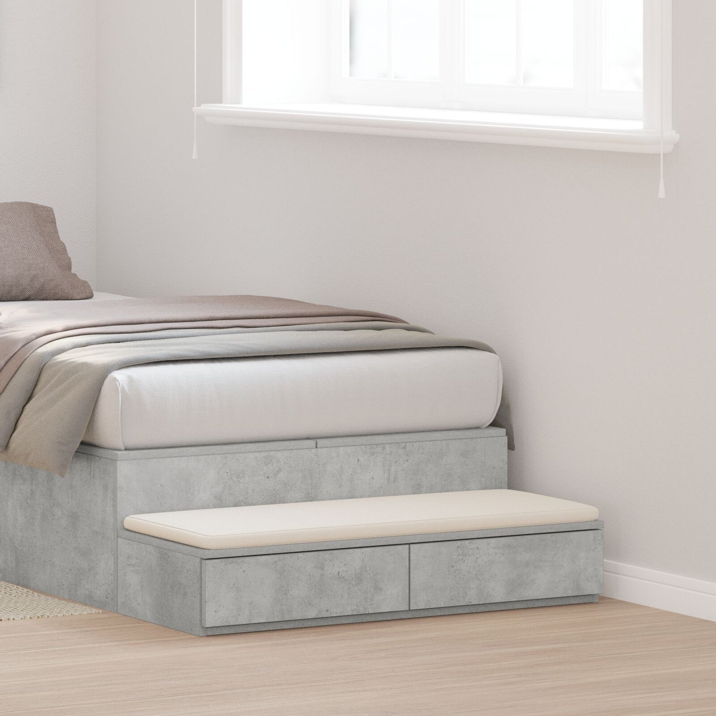 vidaXL Bettbeistellschränke Beton Grau 80x36,5x16,5 cm Spanplatte