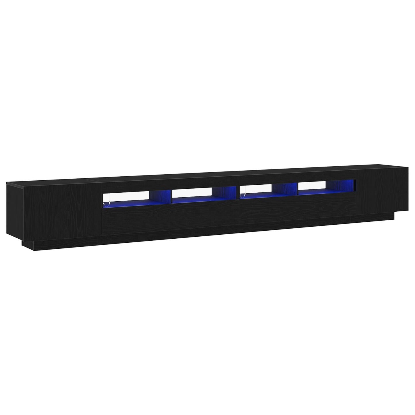 vidaXL TV-Schrank mit LED-Lichtern in Schwarz und Eiche, 300x35x40 cm, Holzwerkstoff