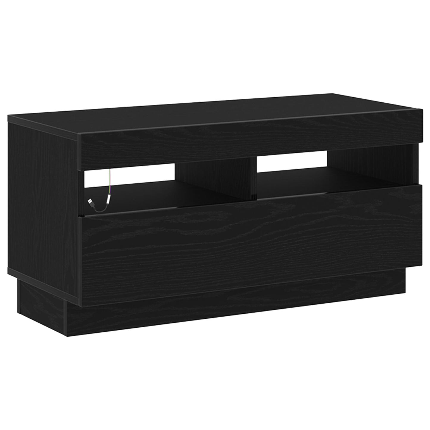 vidaXL TV-Schrank mit LED-Leuchten, schwarz, Eiche, 260x35x40 cm, Holzwerkstoff