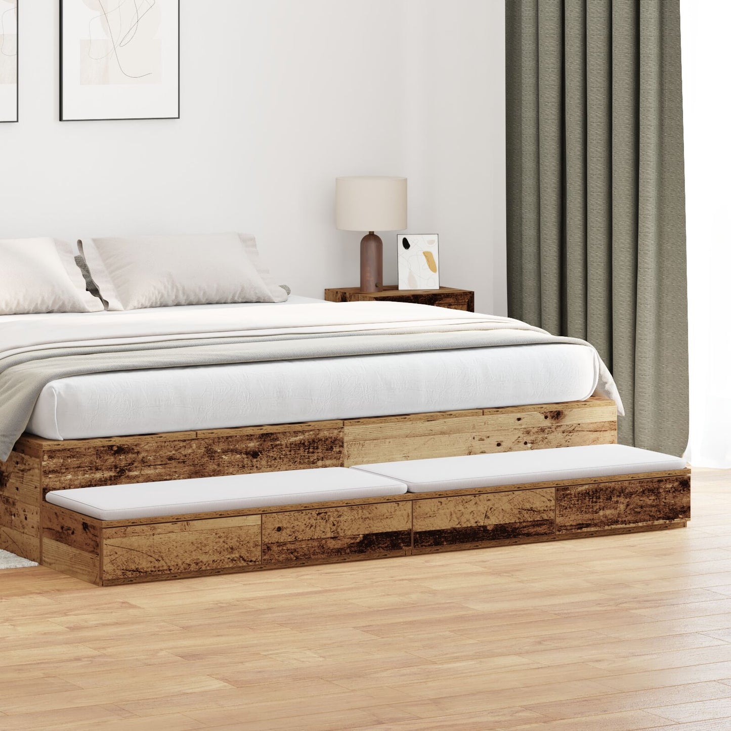 vidaXL Bett-Schubladen Alteiche 180x36,5x16,5 cm Holzwerkstoff