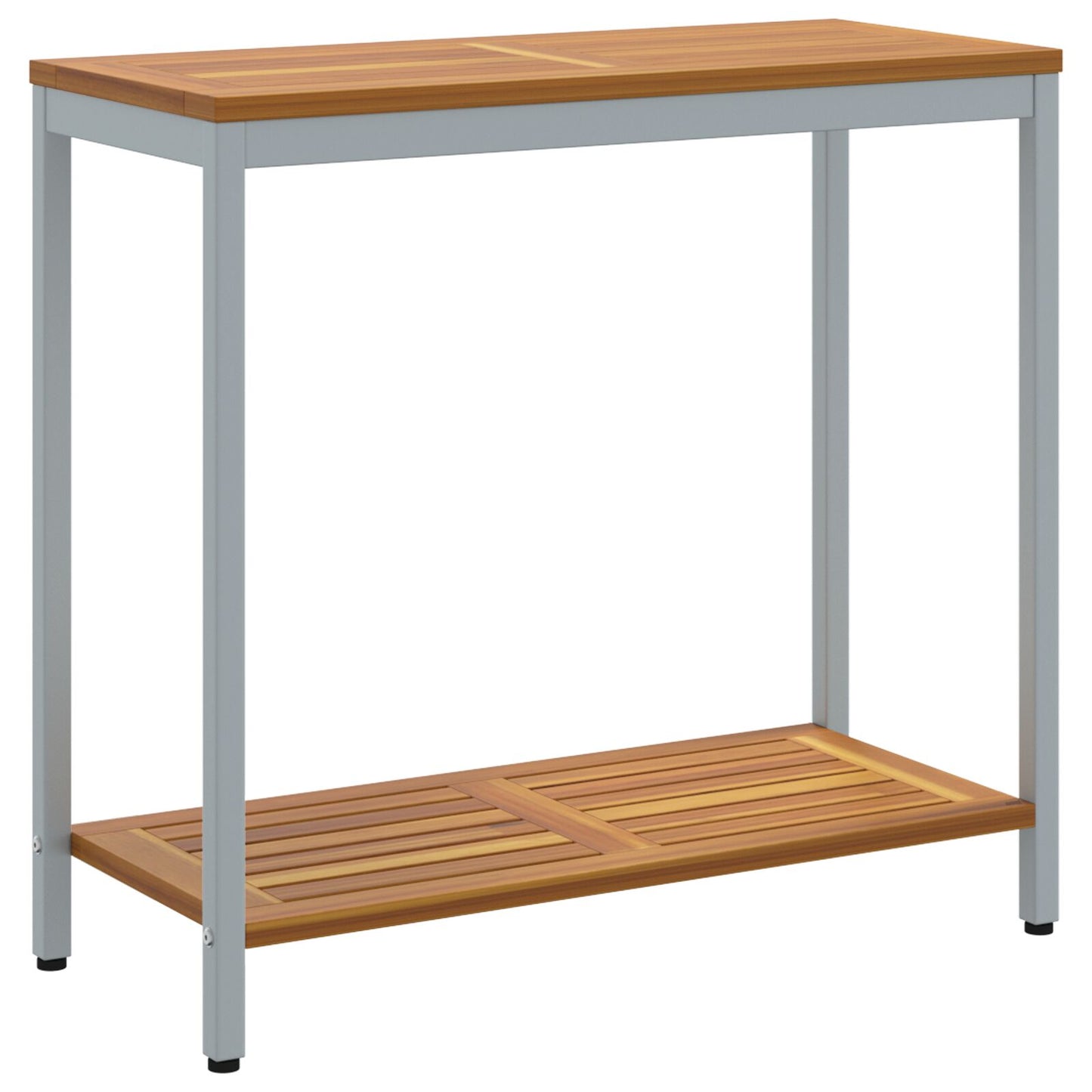 vidaXL Gartentisch Natur & Grau 35x80x75 cm Massivholz und Stahl