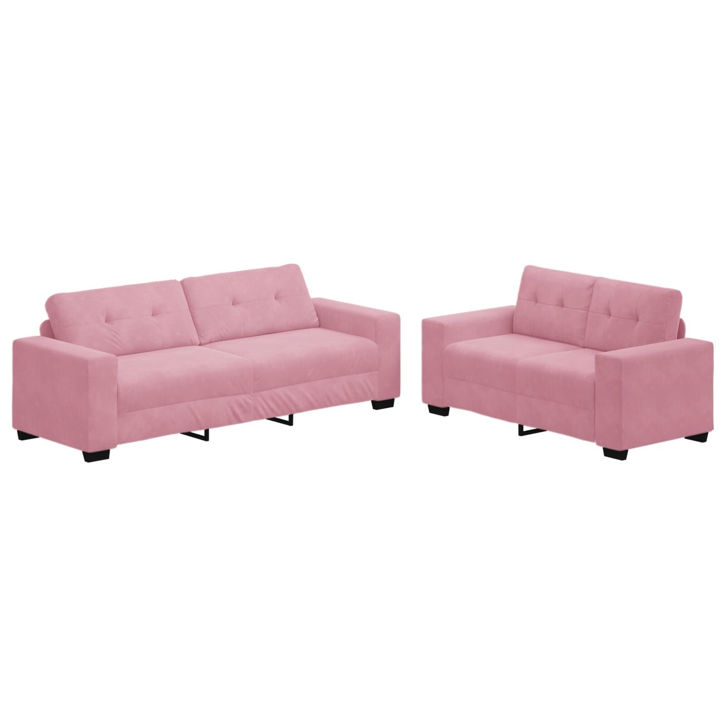 vidaXL 2-teilige Sofagarnitur mit Kissen in Rosa Samt