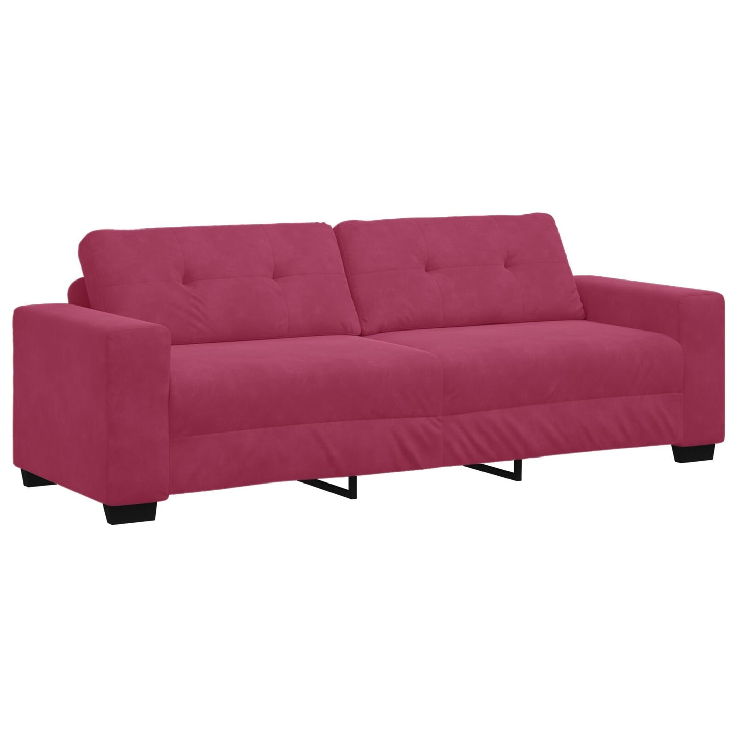 vidaXL 3-teiliges Sofaset mit Kissen Weinrot Samt