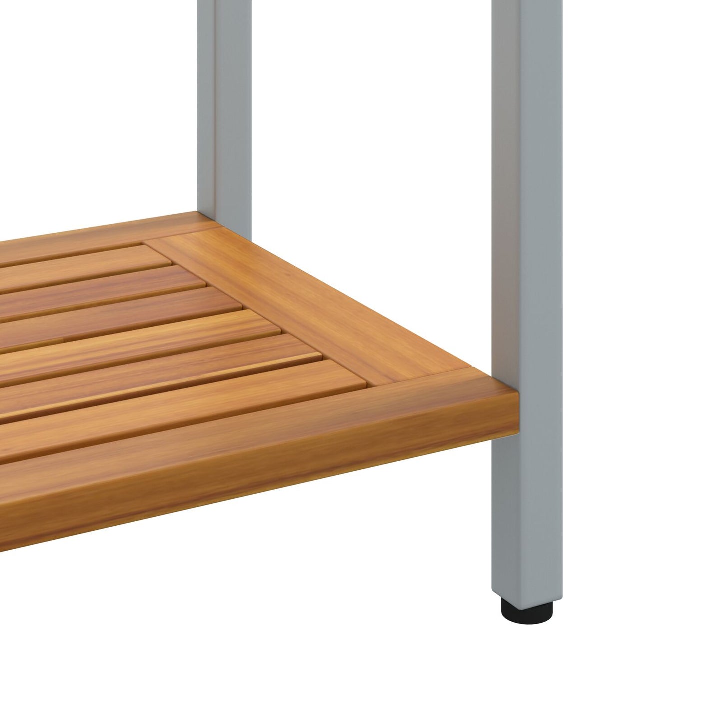 vidaXL Gartentisch Natur & Grau 35x110x75 cm aus Massivholz und Stahl