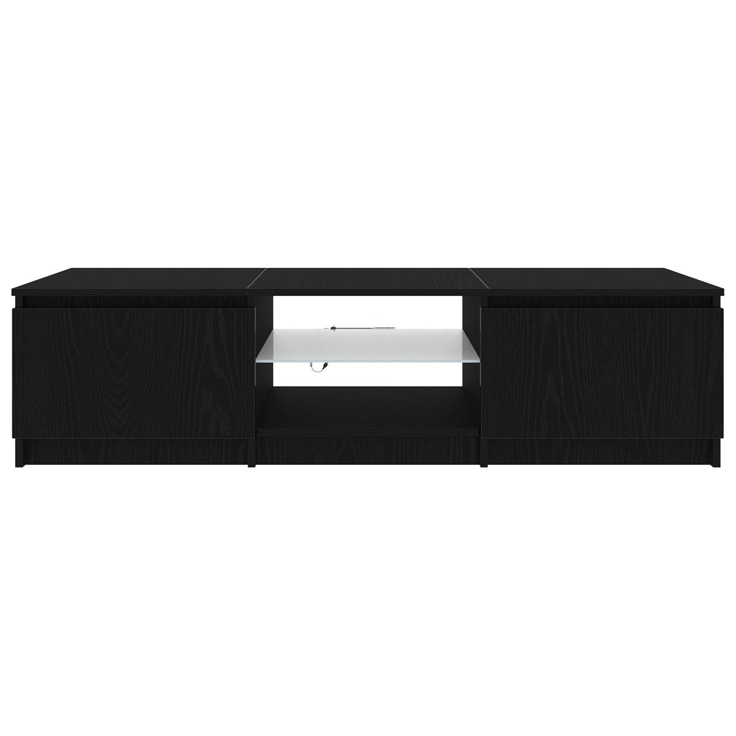 vidaXL TV-Schrank mit LED-Lichtern in Schwarz und Eiche, 140x40x35,5 cm, aus Holzwerkstoff