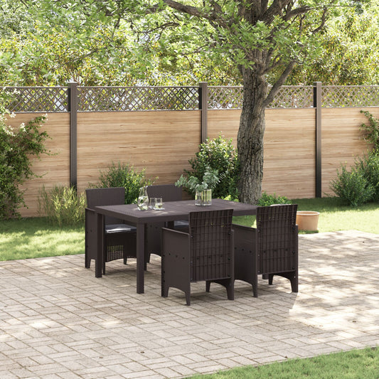 vidaXL 5-teiliges Garten Essen Set mit Kissen Braun Poly Rattan