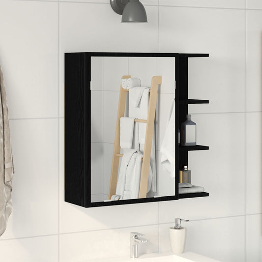 vidaXL Badspiegelschrank in Schwarz-Eiche, 62,5x20,5x64 cm, Material