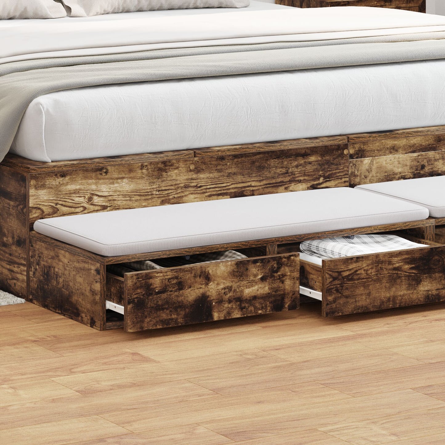 vidaXL Bett-Schubladen in Raucheiche 180x36,5x16,5 cm Ingenieuroh