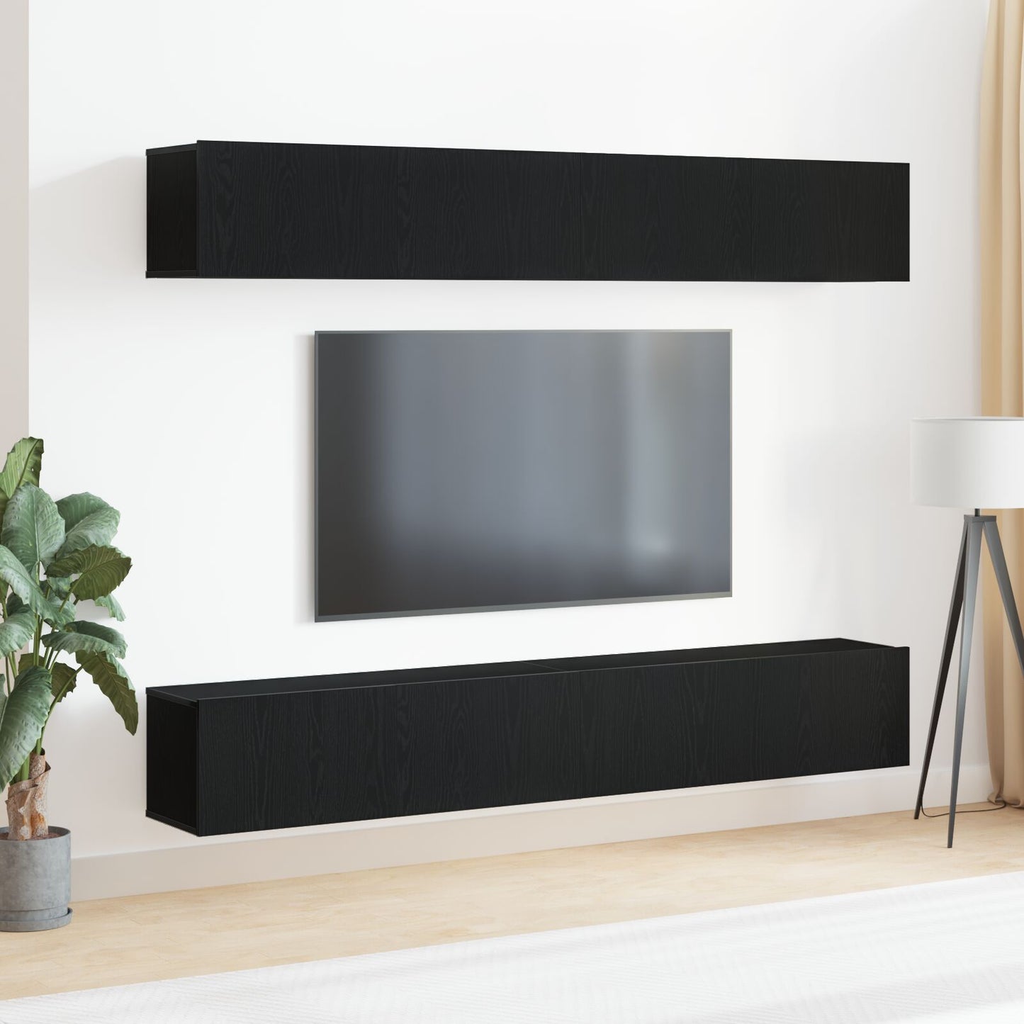 vidaXL 4-teiliges TV-Schranksystem Wandmontage Schwarz Eiche